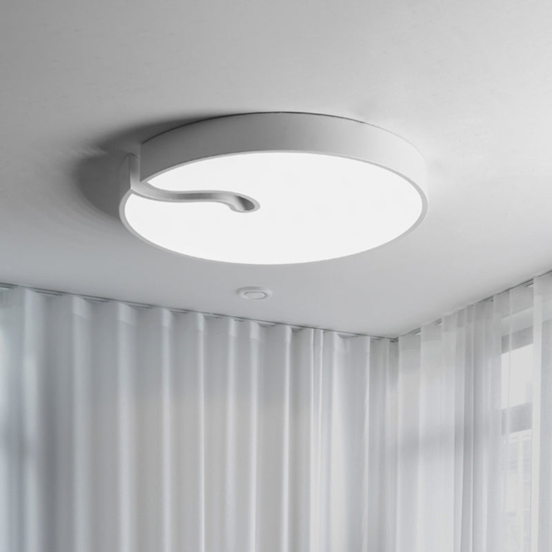 Modern Metallic Drum Flush Mount Led Ceiling Lamp In White/Black - 16’/19.5’ Dia