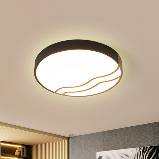 Minimalist Led Bedroom Ceiling Lamp In White/Gold And Black 16/14 Diameter Black-Gold / 14