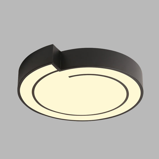 Minimalist Round Led Ceiling Flush Mount In Warm/White Light 18’/21.5’ Diameter White/Black