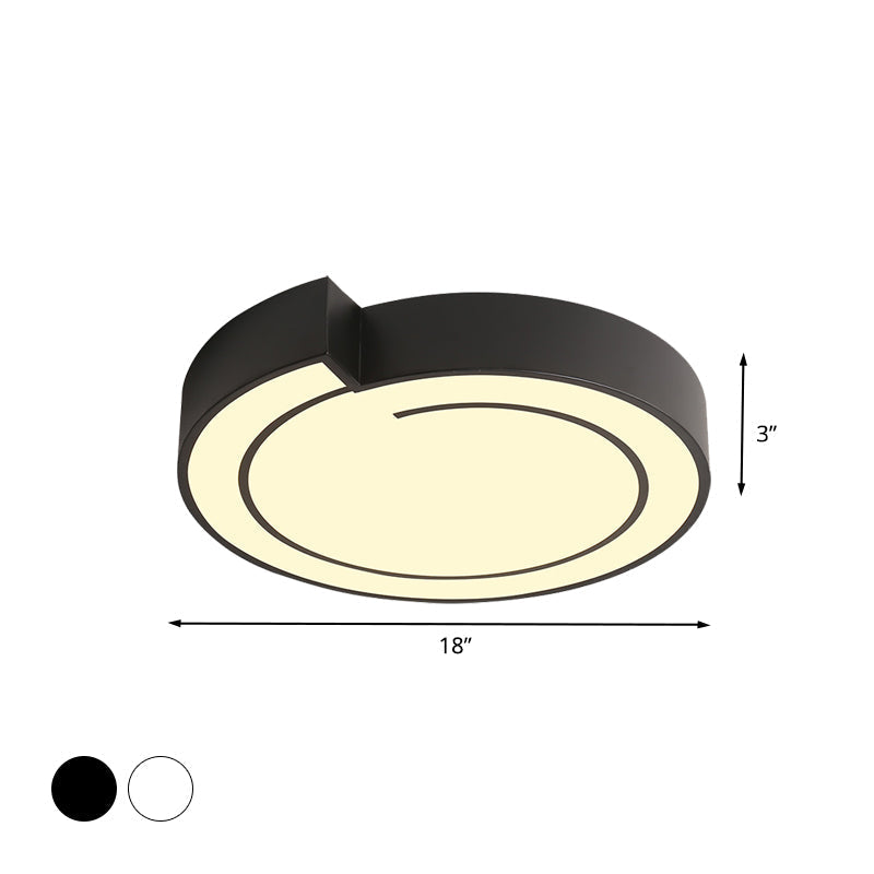 Minimalist Round Led Ceiling Flush Mount In Warm/White Light 18’/21.5’ Diameter White/Black