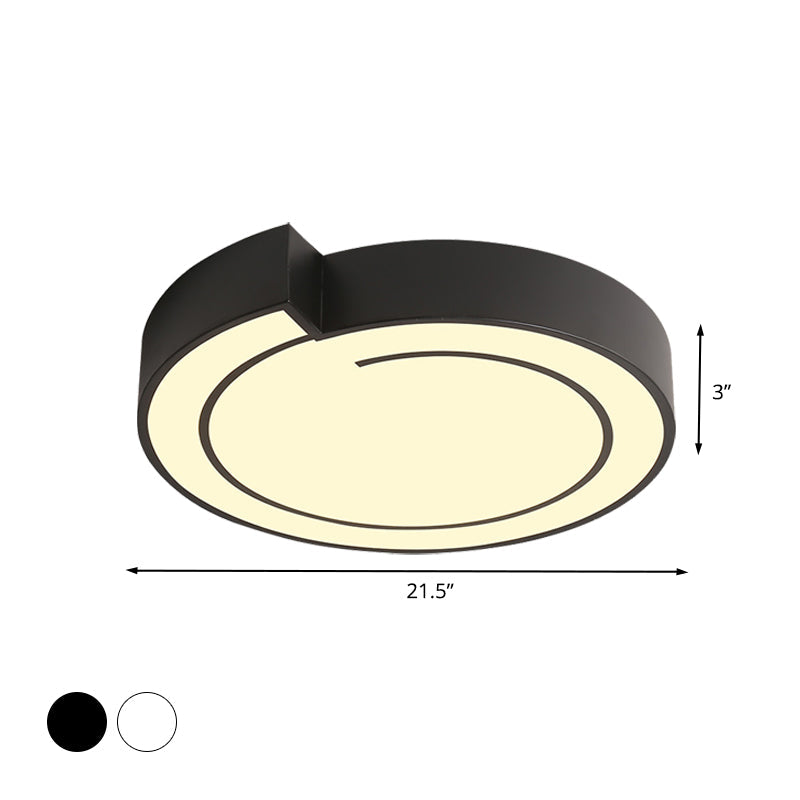 Minimalist Round Led Ceiling Flush Mount In Warm/White Light 18’/21.5’ Diameter White/Black