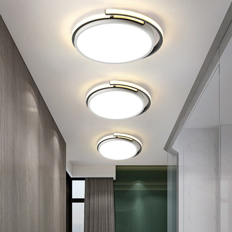 Minimalist Led Corridor Flush Mount Light Fixture - White Lamp With Circular Acrylic Shade