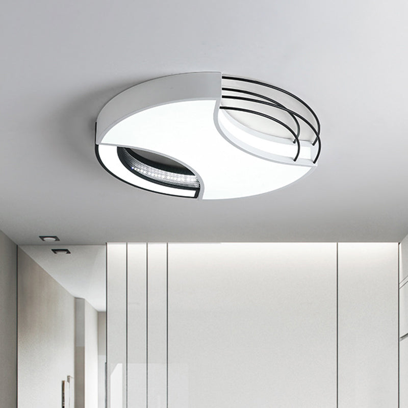 Modern Nordic Metal Black & White Led Flushmount Ceiling Lamp (18’/21.5’) - Warm/White Light