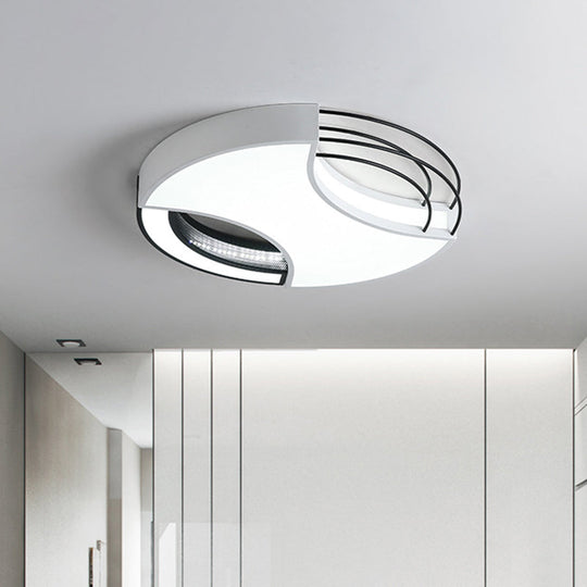 Modern Nordic Metal Black & White Led Flushmount Ceiling Lamp (18’/21.5’) - Warm/White Light