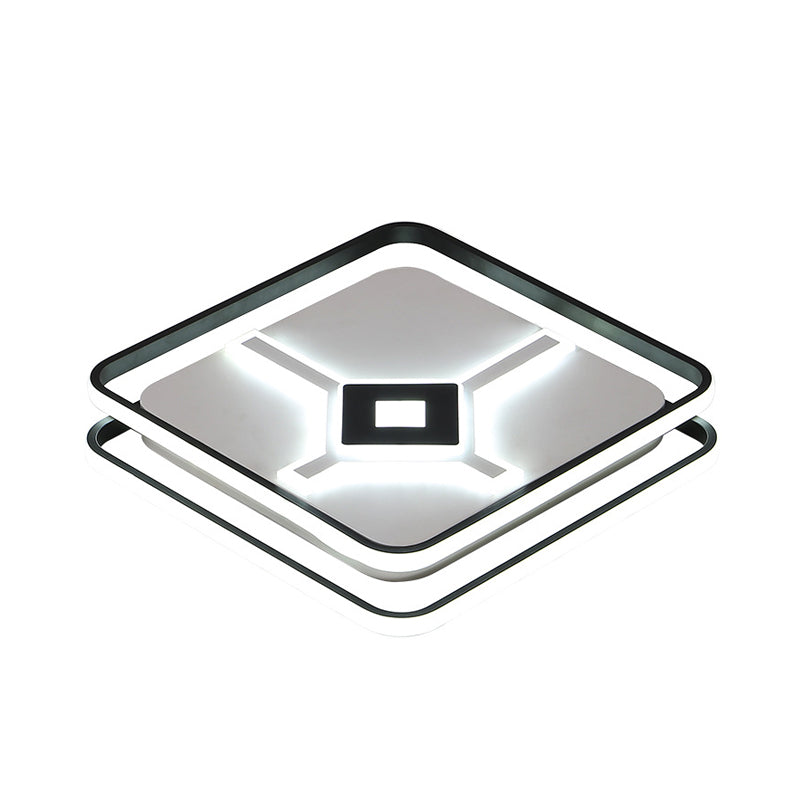 Modern Led Bedroom Ceiling Flush Mount Light Fixture With Acrylic Shade In White/Warm - Black