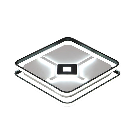 Modern Led Bedroom Ceiling Flush Mount Light Fixture With Acrylic Shade In White/Warm - Black