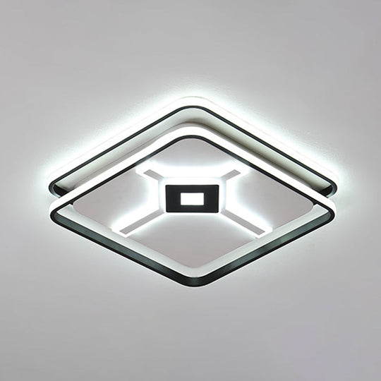 Modern Led Bedroom Ceiling Flush Mount Light Fixture With Acrylic Shade In White/Warm - Black