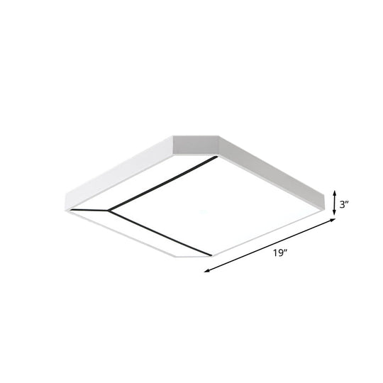 Modern Square Flush Led Ceiling Light In White/Warm - 19’/24’ Metallic For Living Room