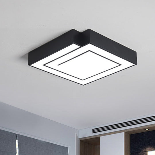 Iron Square Led Flush Mount Lighting - 18’/21.5’ White/Black Bedroom White/Warm Light Black /