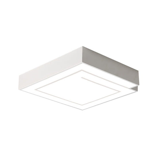 Iron Square Led Flush Mount Lighting - 18/21.5 White/Black Bedroom White/Warm Light