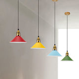 Modern Conic Pendant Light With Metal Shade In Black/Grey/White For Dining Room