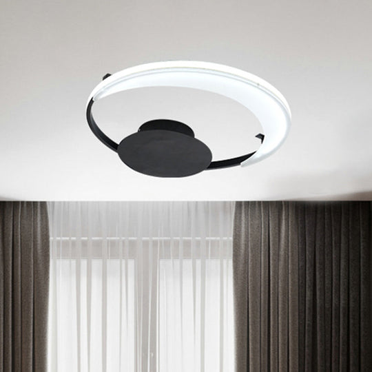 Contemporary Led Bedroom Ceiling Flush Mount With Acrylic Shade In Black 16.5’/20.5’ Wide