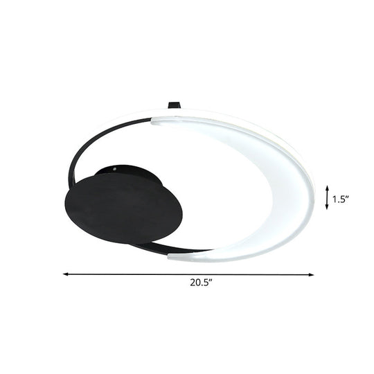 Contemporary Led Bedroom Ceiling Flush Mount With Acrylic Shade In Black 16.5’/20.5’ Wide