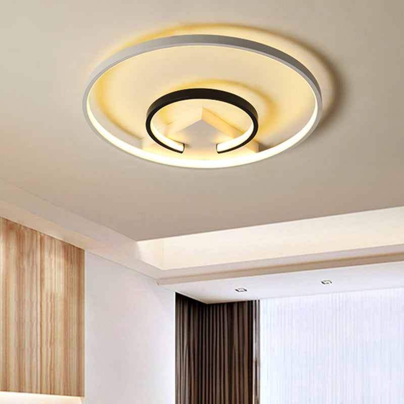 Acrylic 2 - Hoop Led Flushmount Ceiling Light Fixture - 16’/19.5’ White/Black Bedroom Lighting