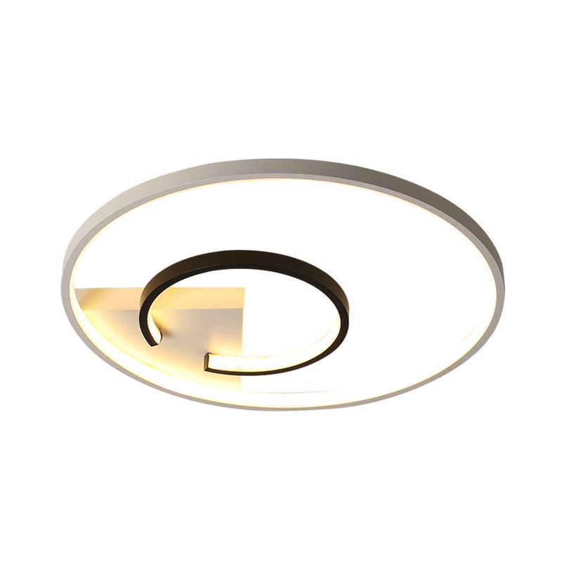 Acrylic 2 - Hoop Led Flushmount Ceiling Light Fixture - 16’/19.5’ White/Black Bedroom Lighting