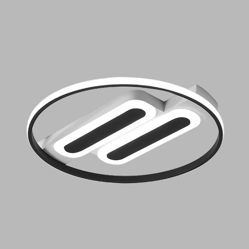 Halo Bedroom Ceiling Led Flush-Mount Light Fixture - 16 And 19.5 Dia Double Rectangle Canopy Black