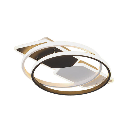 Modernist Acrylic Flushmount Led Ceiling Light For Bedroom - 16’/19.5’ Black