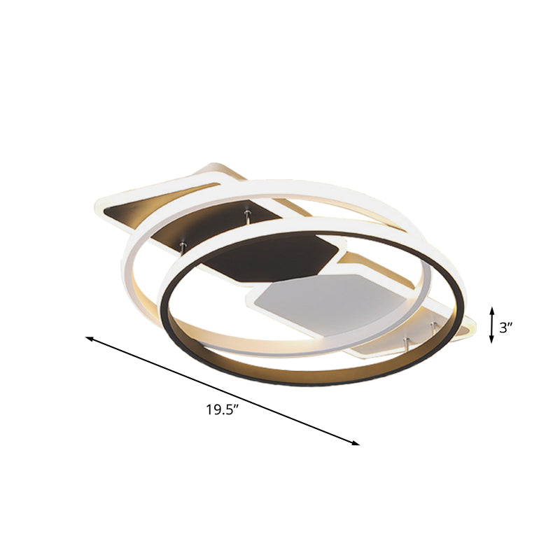 Modernist Acrylic Flushmount Led Ceiling Light For Bedroom - 16/19.5 Black