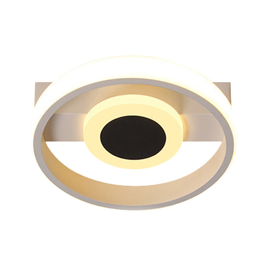 Modern Led Flush Mount Ceiling Light With Acrylic Shade In Warm/White - White Halo Design