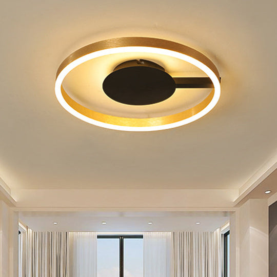 Gold Minimalist Led Bedroom Flushmount Light 16/23.5 Circular Acrylic Design / 16