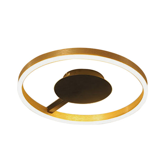 Gold Minimalist Led Bedroom Flushmount Light 16’/23.5’ Circular Acrylic Design