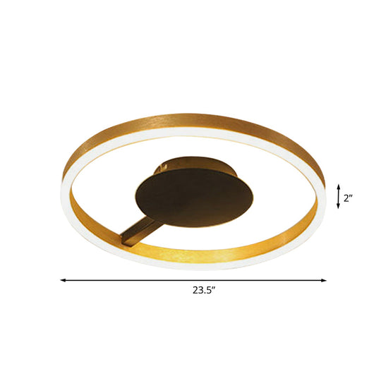 Gold Minimalist Led Bedroom Flushmount Light 16’/23.5’ Circular Acrylic Design