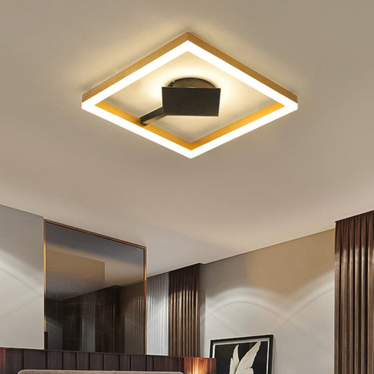 Modern Gold Square Flush Mount Led Ceiling Light Fixture - 16’/23.5’ W For Bedroom