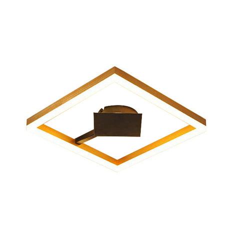 Modern Gold Square Flush Mount Led Ceiling Light Fixture - 16/23.5 W For Bedroom