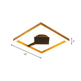 Modern Gold Square Flush Mount Led Ceiling Light Fixture - 16’/23.5’ W For Bedroom