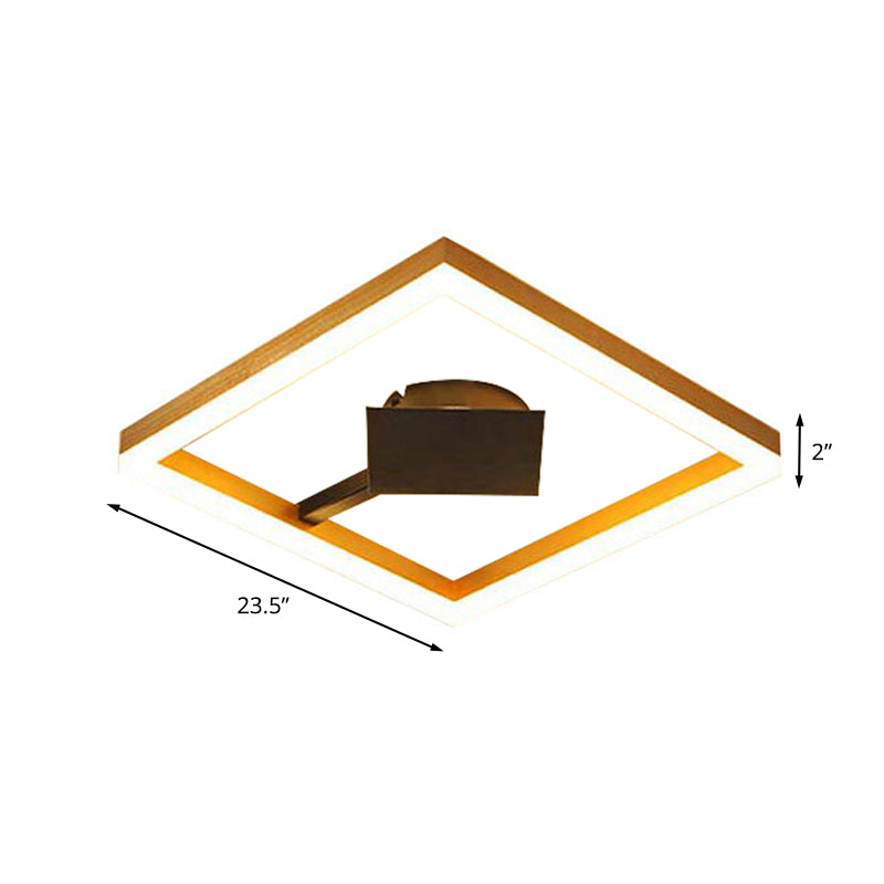 Modern Gold Square Flush Mount Led Ceiling Light Fixture - 16’/23.5’ W For Bedroom