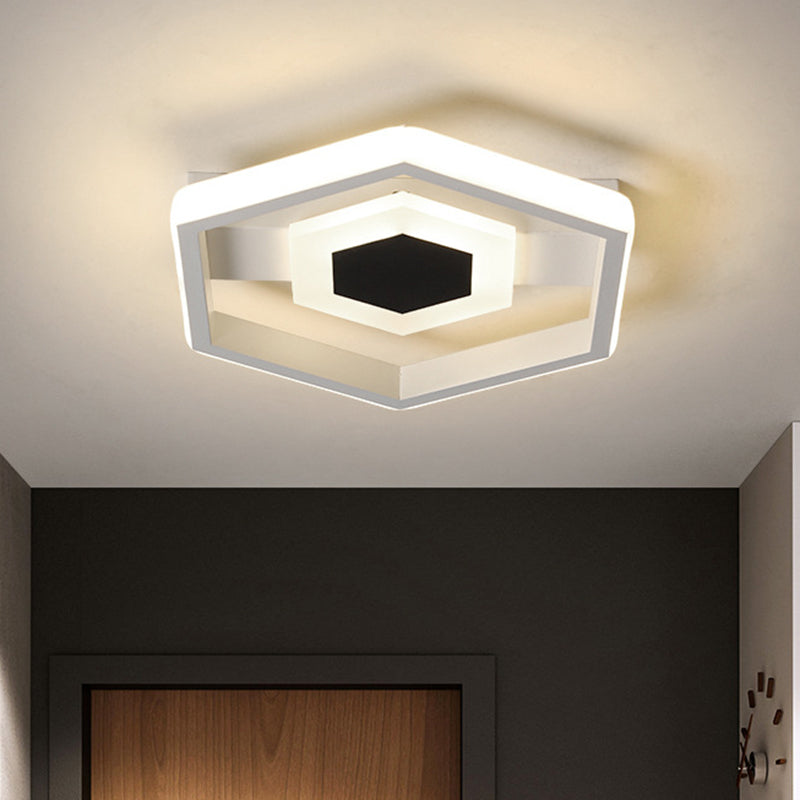 Modern Led Flush - Mount Light Fixture For Cloakroom In White/Warm White / Warm