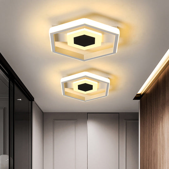 Modern Led Flush-Mount Light Fixture For Cloakroom In White/Warm
