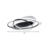 Modern Oval Ring Acrylic Flushmount Lighting In White/Black With Warm/White Led For Bedroom Ceiling