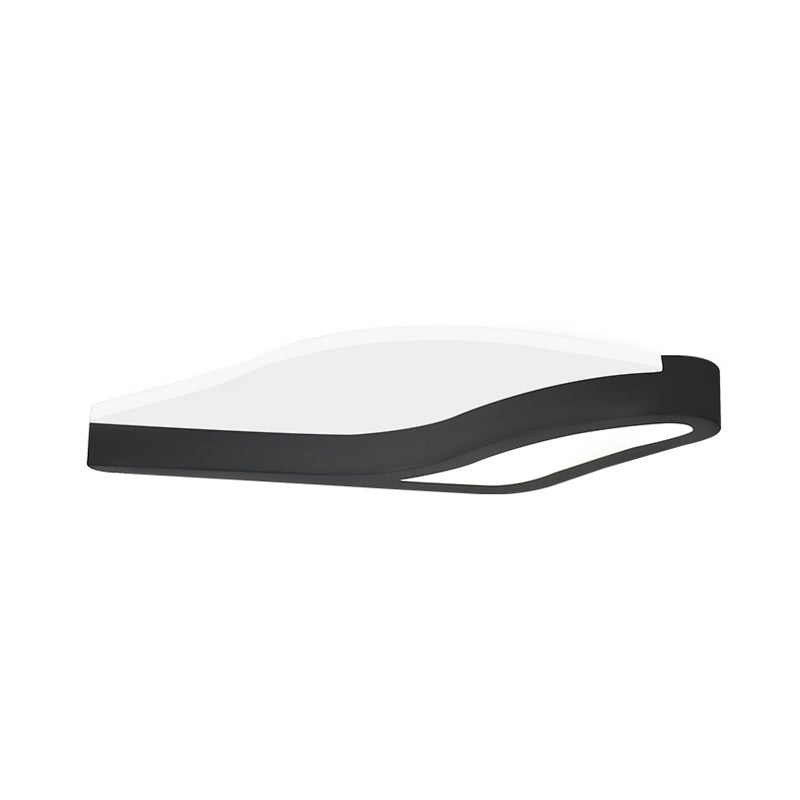 Minimalist Led Acrylic Flush Mount Light In Black Wave Design Warm/White - Close To Ceiling Lamp