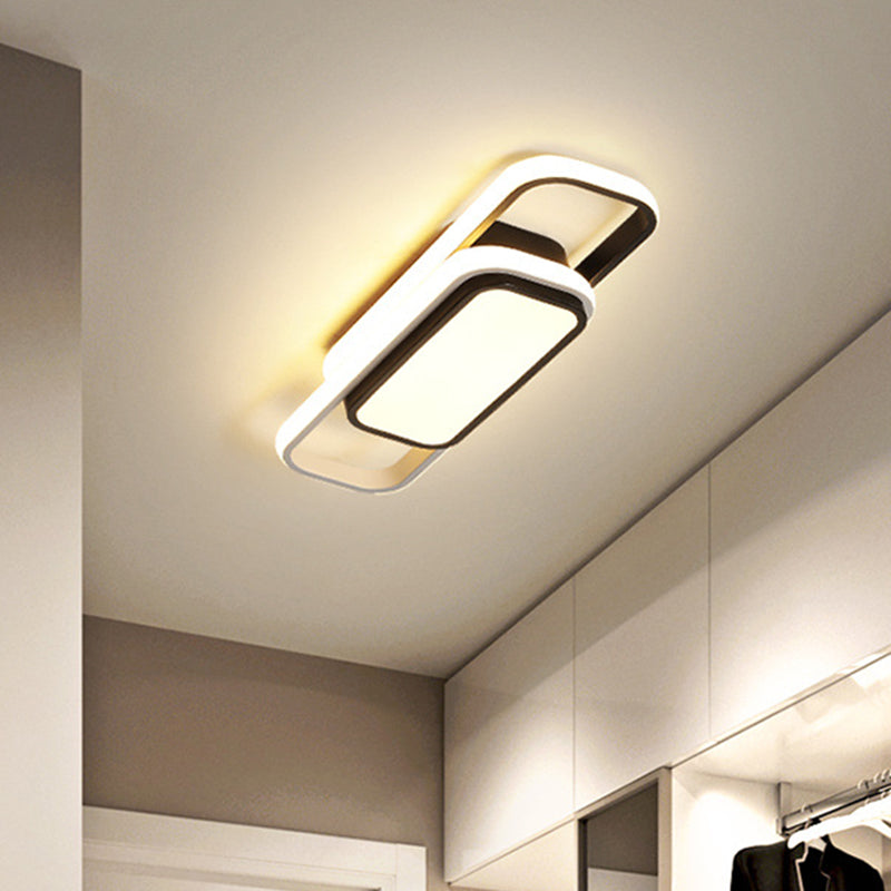 Modern Acrylic Flush Light Fixture - Grey/Black & White Led Flushmount (16/23.5) Warm/White