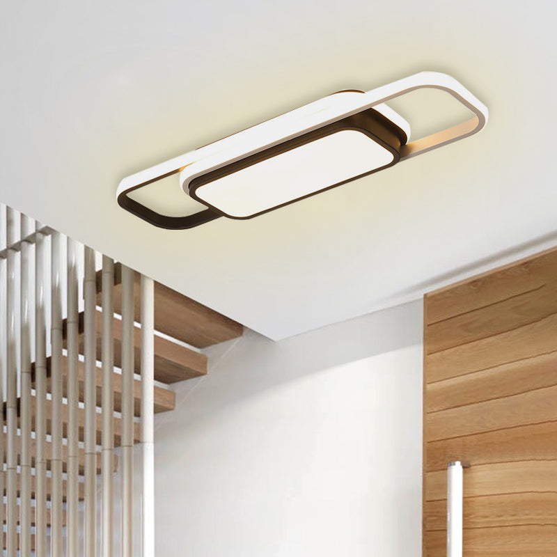 Modern Acrylic Flush Light Fixture - Grey/Black & White Led Flushmount (16’/23.5’) Warm/White