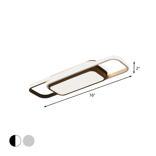 Modern Acrylic Flush Light Fixture - Grey/Black & White Led Flushmount (16/23.5) Warm/White