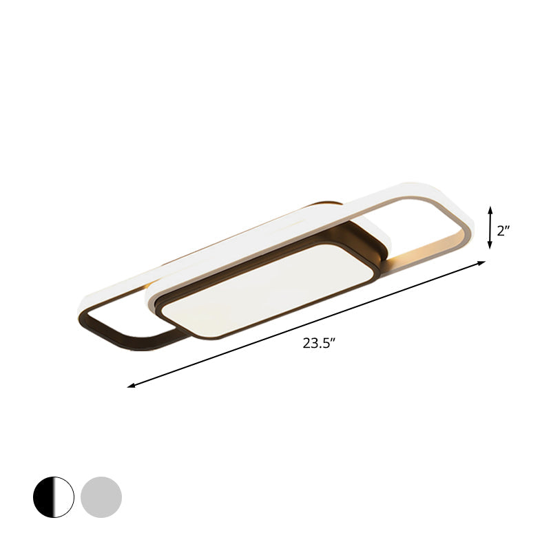 Modern Acrylic Flush Light Fixture - Grey/Black & White Led Flushmount (16’/23.5’) Warm/White