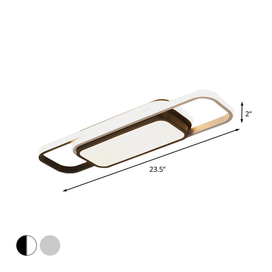 Modern Acrylic Flush Light Fixture - Grey/Black & White Led Flushmount (16’/23.5’) Warm/White