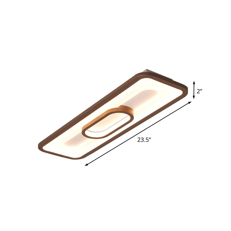 Rectangle Flush Mount Led Corridor Ceiling Light In Coffee White/Warm - 23.5/31.5 Wide Acrylic Panel