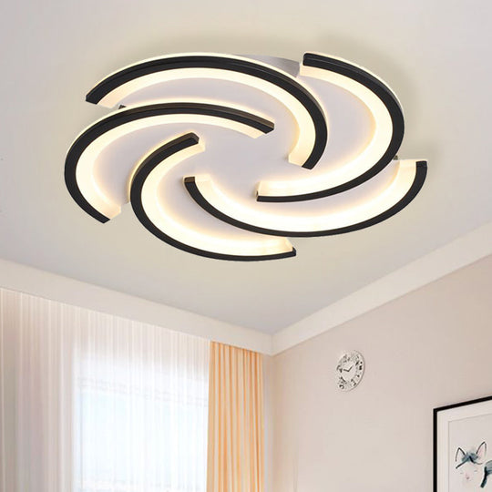 16/19.5 Modern Led Acrylic Spiral Flush Light Black Ceiling Mount For Bedroom - Warm/White / 16