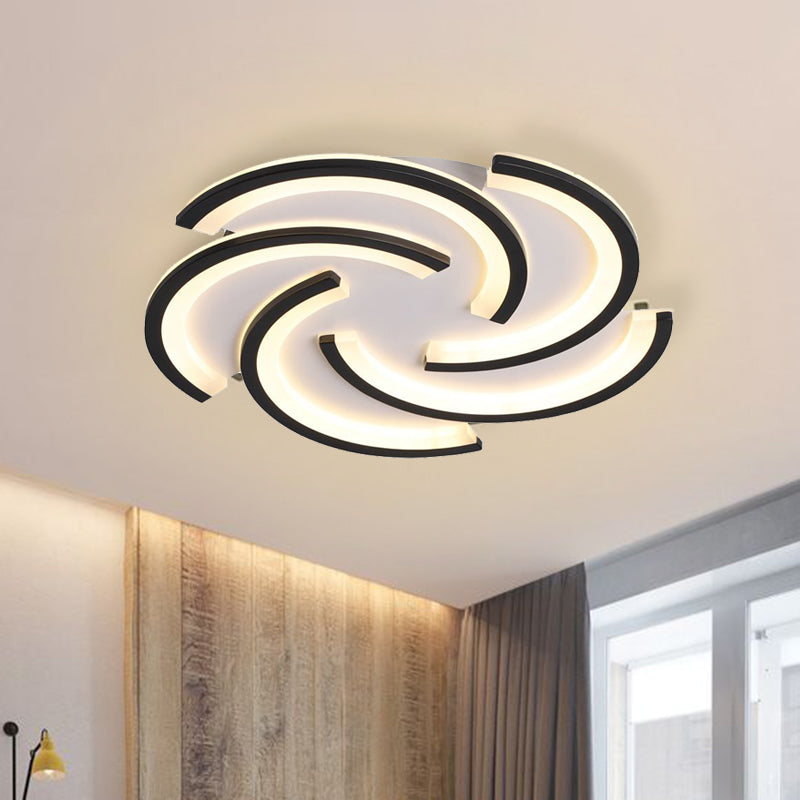 16’/19.5’ Modern Led Acrylic Spiral Flush Light Black Ceiling Mount For Bedroom - Warm/White