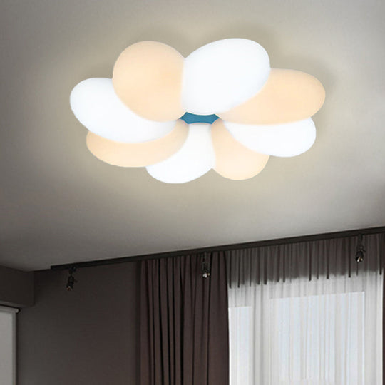 Modern Acrylic Flower Flush Ceiling Lamp For Child Bedroom - Led 18’/22’ Wide Warm/White Light