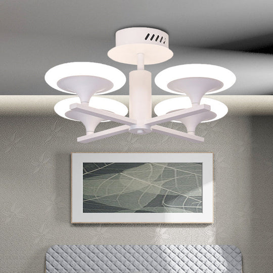 Contemporary Led Ceiling Lamp With Radial Design And Acrylic Shade In White/Warm Light 4 / White