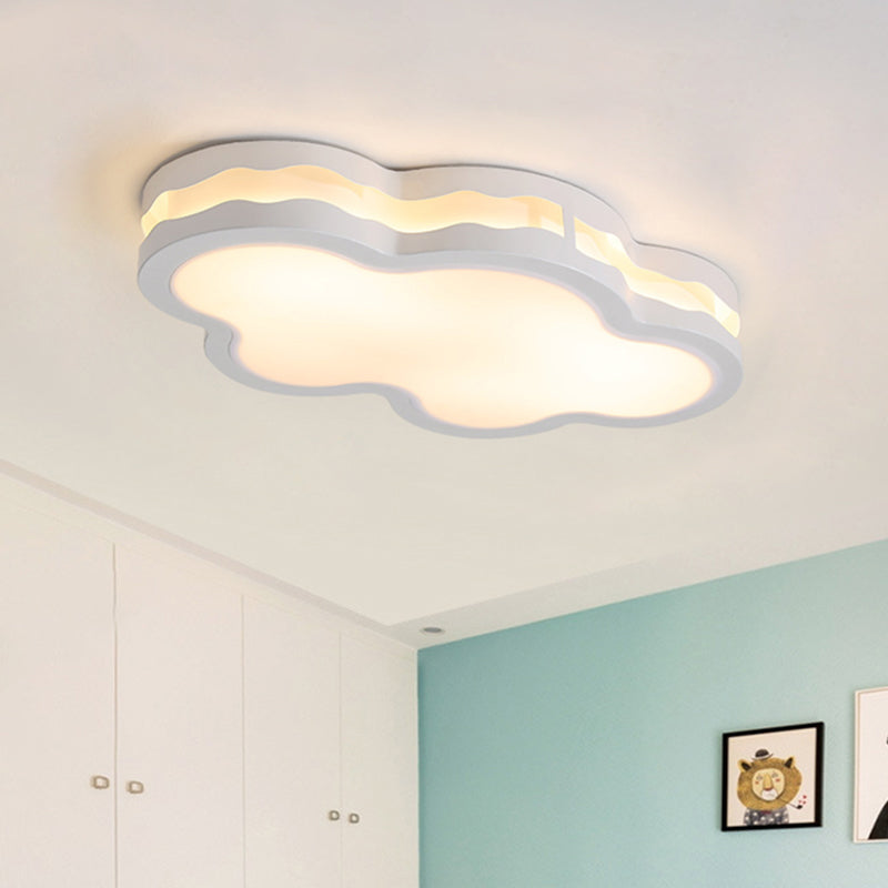 26’/22.5’ Cloud Flush Mount Led Bedroom Ceiling Lamp In White With Acrylic Shade