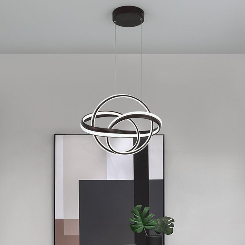 Modern Acrylic Twisted Ceiling Light Fixture - Led Hanging Chandelier In White/Coffee Dining Room