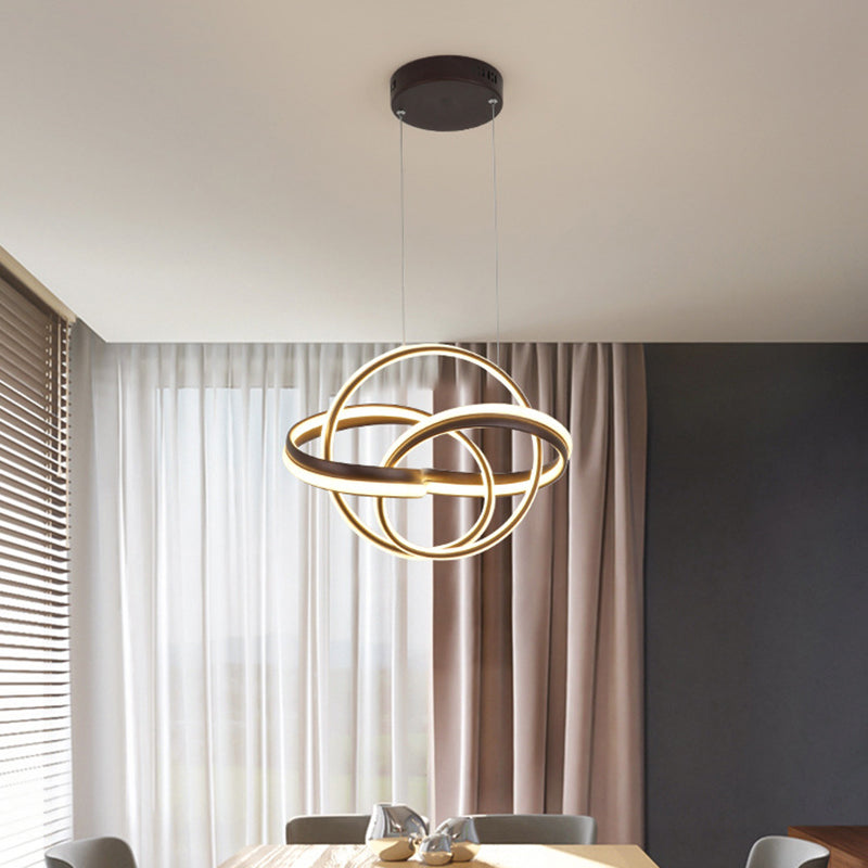 Modern Acrylic Twisted Ceiling Light Fixture - Led Hanging Chandelier In White/Coffee Dining Room