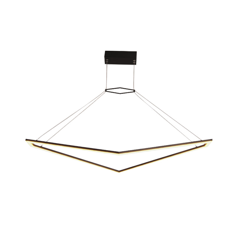 Modern Acrylic Geometric Chandelier - Led Pendant Light Fixture In Black White/Warm