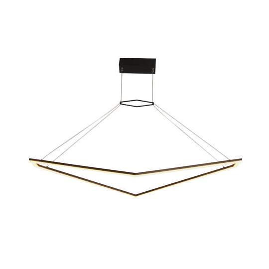 Modern Acrylic Geometric Chandelier - Led Pendant Light Fixture In Black White/Warm
