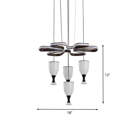 Modern Led Pendant Light With 4-Cup Coffee And Twist Design